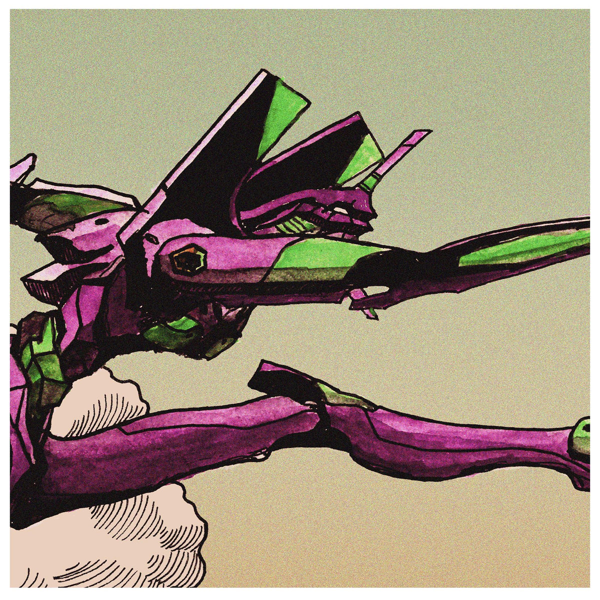 EVA UNIT 01 - Run! - The End of Evangelion - NG Evangelion - Hand Drawing - Altenative Anime Poster