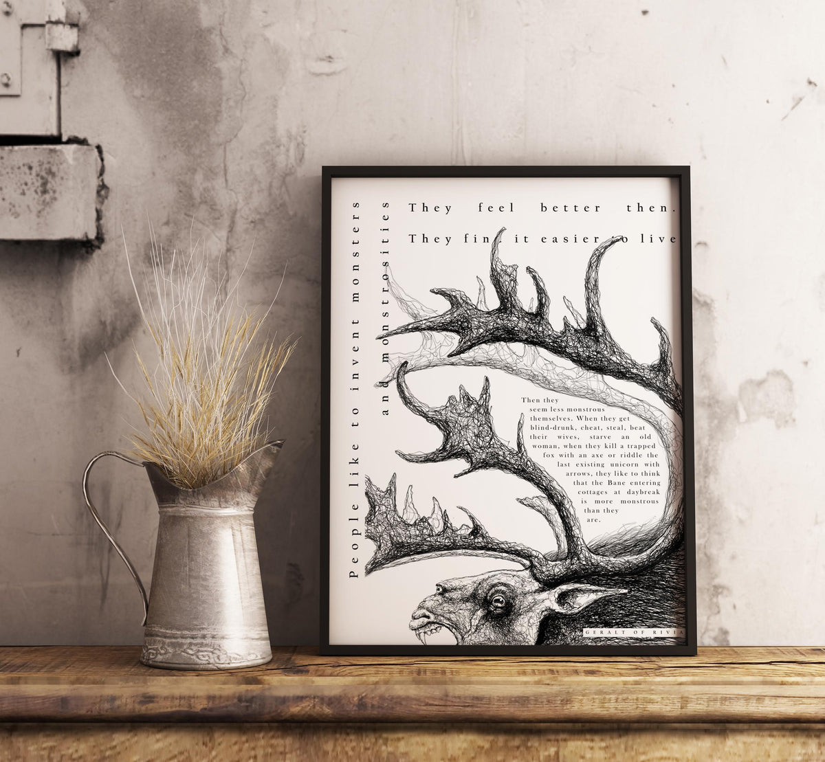 Quote Poster - Monsters - Geralt of Rivia - Fiend - Typography Minimal