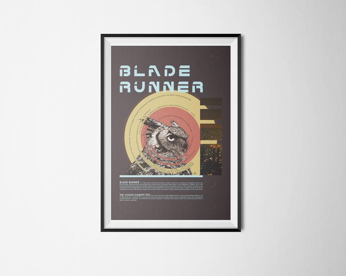 Voight-Kampff Test - Blade Runner 1982 - Owl - Hand Drawing - Altenative Poster