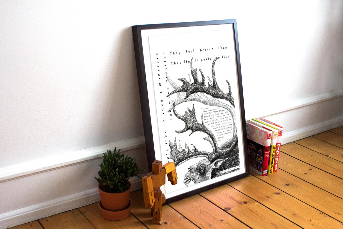 Quote Poster - Monsters - Geralt of Rivia - Fiend - Typography Minimal